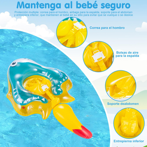 Flotador Inflable Para Bebés Con Toldo Solar Desmontable Pez Diablo