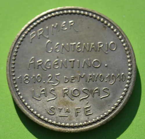 Antigua Medalla Centenario Las Rosas Santa Fe 1910 (Usado)