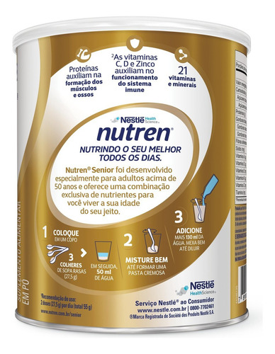 Kit 6x Nutren Senior Sem Sabor 740g Suplemento Em Pó Nestle