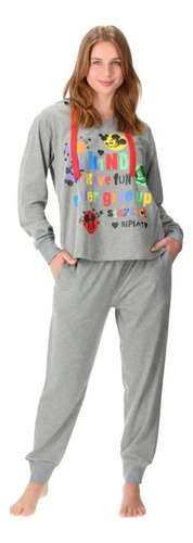 Pijama Algodón Mickey Caffarena Talla M Gris 30882