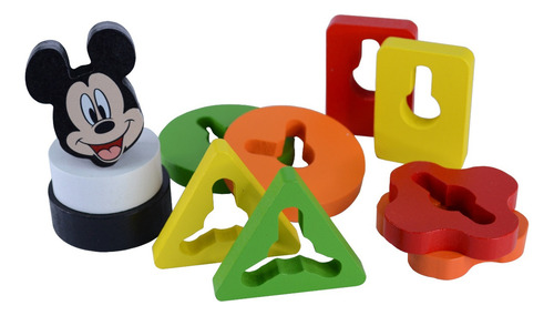Brinquedo Didatico Disney Mickey Grande Encaixe Formas Cores Cor Colorido