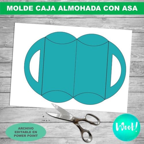 Kit Imprimible Molde Caja Almohada Con Asa Editable + Papel
