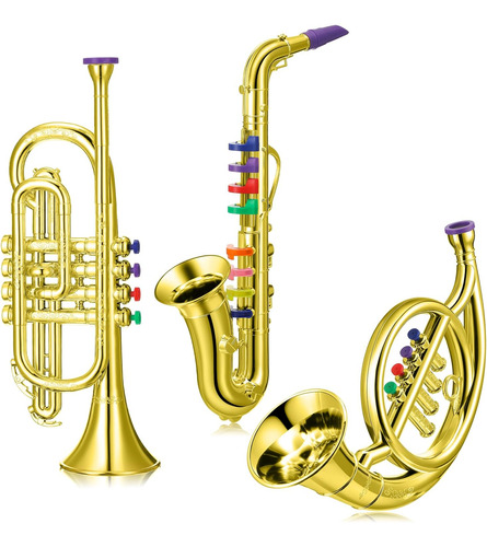 Juego De 3 Instrumentos Musicales, Saxofón, Trompeta Y Cuern
