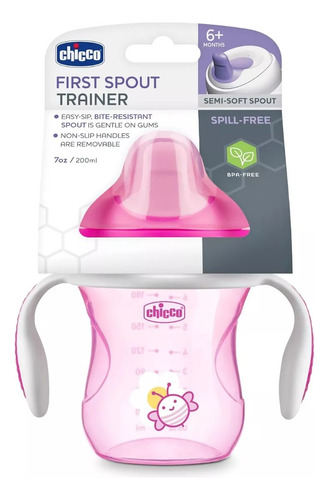 Vaso Entrenador Chicco 7 Onz Boquilla Semidura Rosa