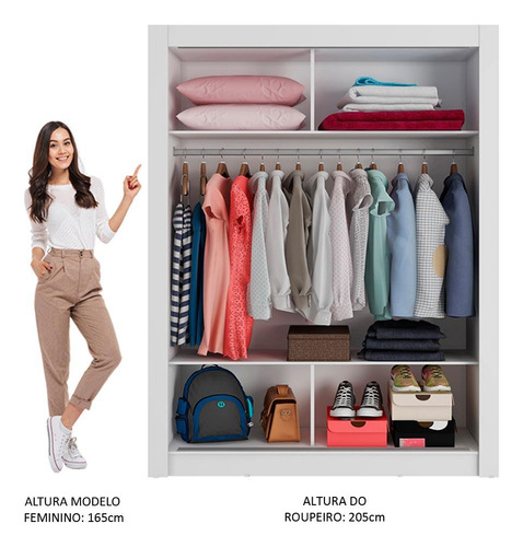 Ropero Closet Madesa Denver 2 Puertas Com Espejo Nn