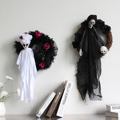 Corona De Fantasmas De Halloween, Esqueleto De Terror En Bla