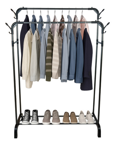 Arara Closet Duplo Com Sapateira De Metal Organizador Roupas