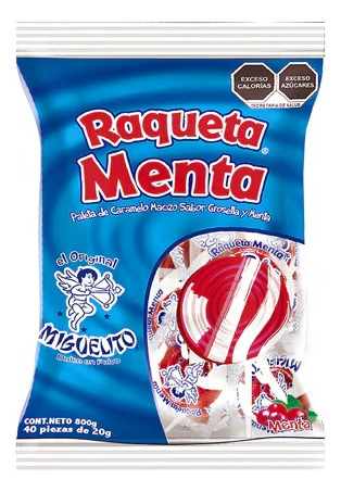 Miguelito Paleta Raqueta De Menta 160 Piezas