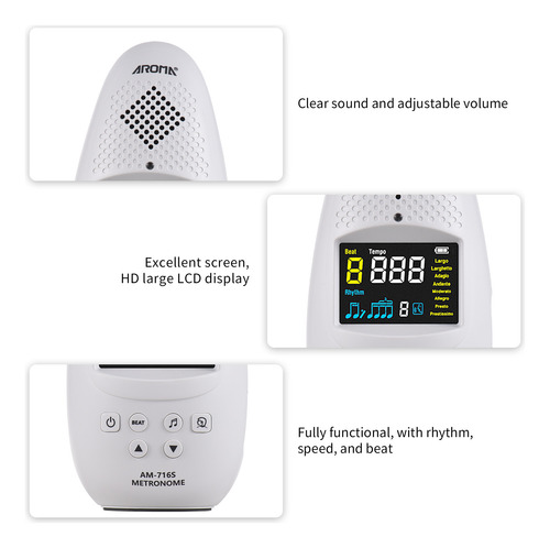 Auriculares Metronomes Guzheng Con Pantalla Recargable, Arom