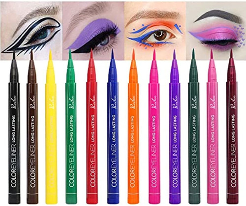 12 Colores Mate Liquido Delineador De Ojos, Impermeable Sup