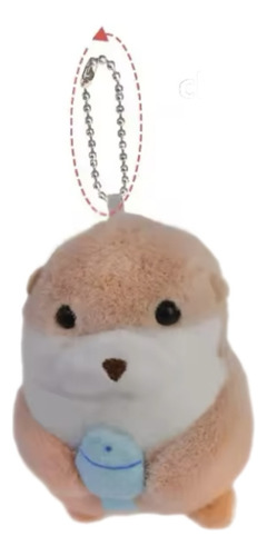 Llavero Colgante Peluche Nutria Tierna Y Su Pescado