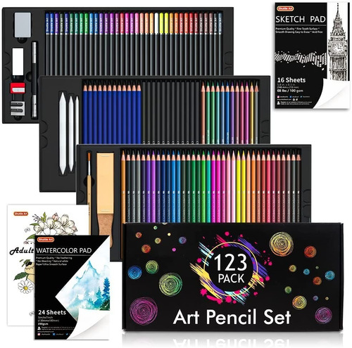 Set De 123 Piezas Profesionales Para Dibujo Shuttle Art