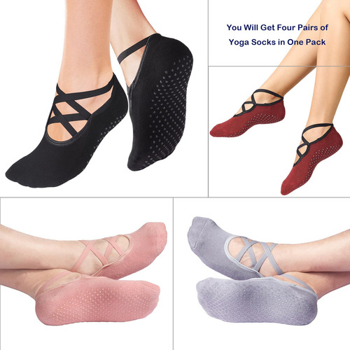 Calcetines De Yoga Antideslizantes Con Empuñaduras, Para