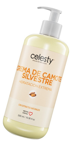  Crema De Camote Silvestre 500ml Celesty® Equilibrio Hormonas Fragancia Neutro Tipo de envase Botella Tipos de piel Mixta