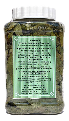 Imagen 2 de 2 de Guanabana Hojas 50 Grs 100% Naturales