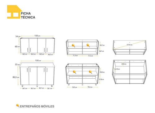 Imagen 6 de 9 de Mueble Casa Lista® Cocina Modular 1,50 Mts