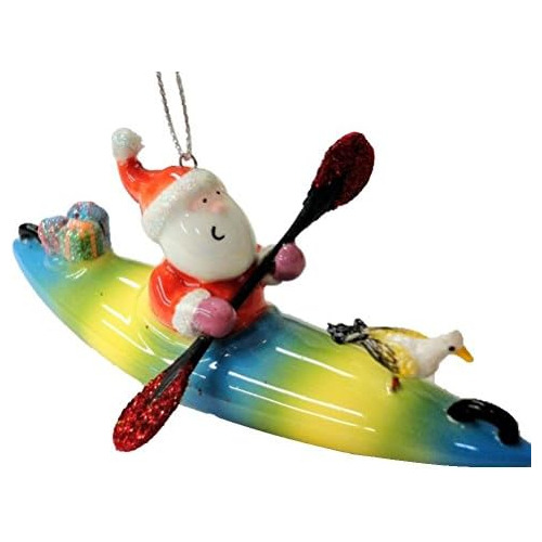Papá Noel Un Kayak Adorno De Navidad