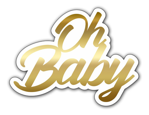 Oh Baby Lettering Em Mdf Dourado E Branco 60x46cm