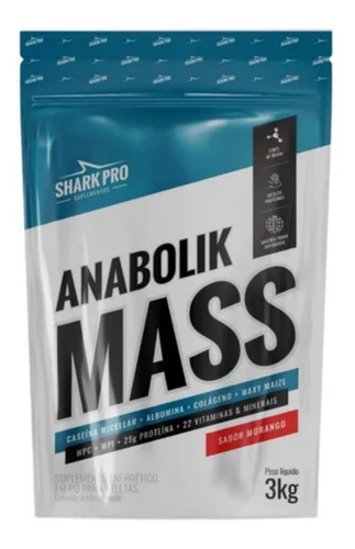 Hipercalórico Anabolik Mass 2544 3kg Morango - Shark Pro