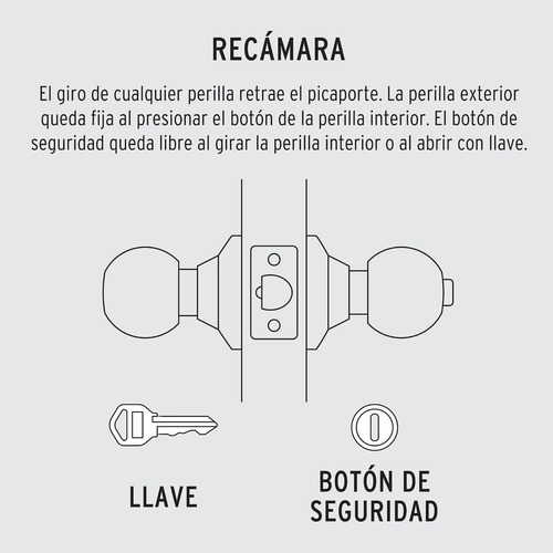 Imagen 3 de 5 de Chapa Cerradura Para Puerta Recámara (mayoreo) Hermex