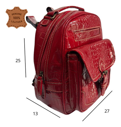 Mochila De Mujer Moda Piel Charol Genuino Akl Bp08