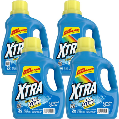 Xtra Plus Oxiclean 4 Pack Detergente Líquido Para Ropa