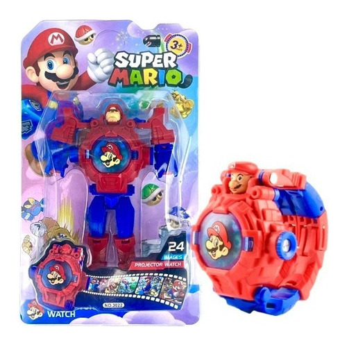 Reloj Infantil Super Mario Bros Transformer Projector 3d