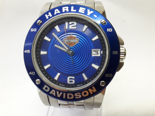 Relógio Harley Davidson Bulova Azul 45 Mm Em Perfeito Estado