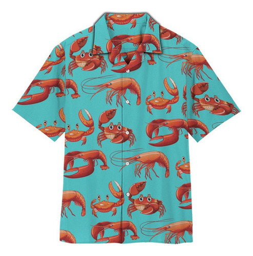 Camisa Hawaiana Unisex De Mariscos, Camisa De Playa De Veran