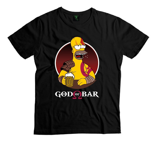 Polera Homero Simpson God Of Bar God Of War Niño Niña Algodn