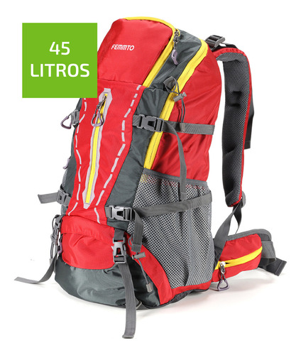 Mochila Tactica 45 Litros Camping Viaje Mujer Hombre Femmto Color Rojo