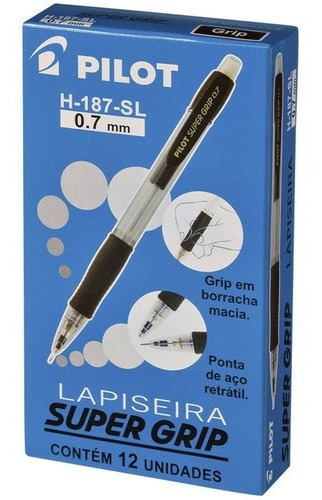 12 X Lapiseira Preta 0.7 Mm Supergrip H-187 Pilot Top