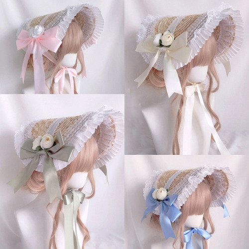 A@gift Shop Elegante Sombrero De Paja Con Parte Superior