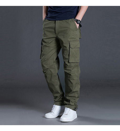 Calças Cargo Masculinas De Algodão Com Vários Bolsos