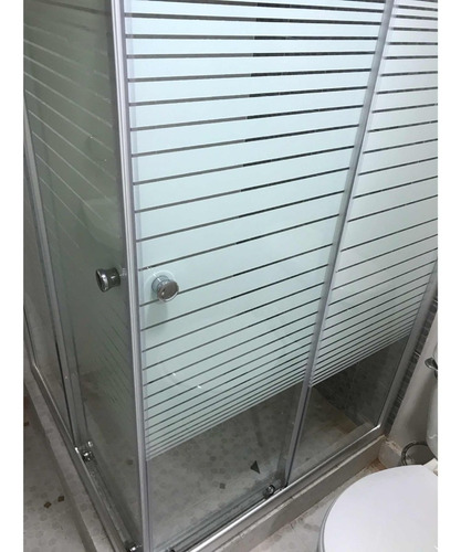 Imagen 4 de 6 de Cancel De Baño Cristal Templado 100x100 Franjas Biseladas