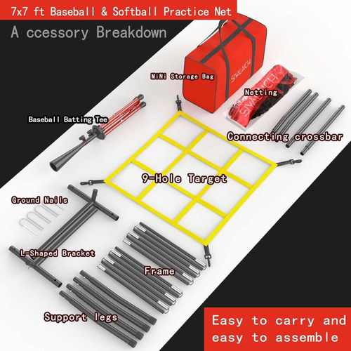 Red De Béisbol Softbol Con Estacas Antideslizantes Durable