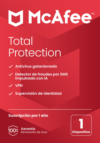 Antivirus Mcafee Total Protection 2024 1 Dispositivo 1 Año
