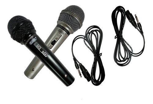 Par Micrófonos Dinamicos Alambricos Con 2 Cables Karaoke 