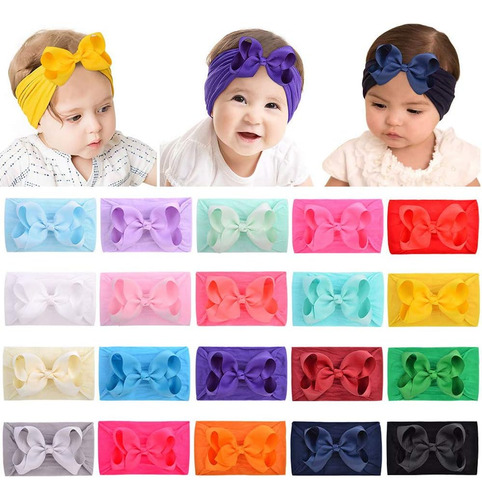 20 Diademas Elásticas De Nailon Para Bebés Y Niñas De 6