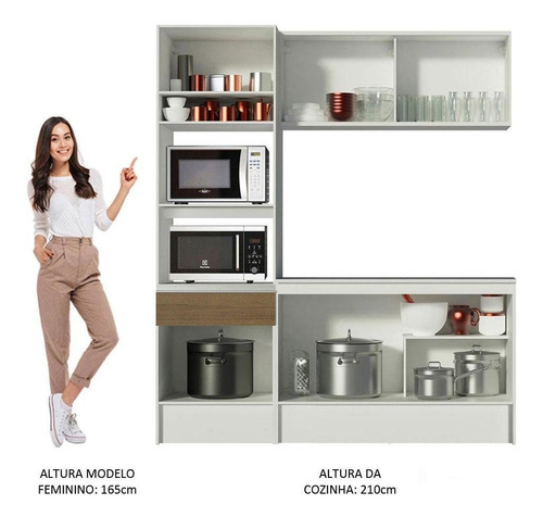 Cozinha Compacta Madesa Diamante Com Armário, Balcão E Tampo Cor Rustic
