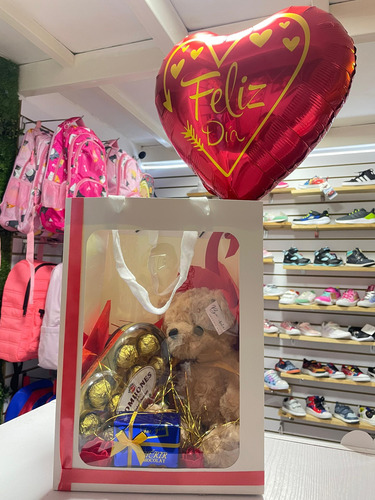 Arreglo Peluche 30cm Marron Caja+dulces+globos
