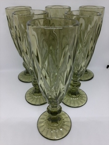 Copas Vintage Color Champagne Rombos Verde