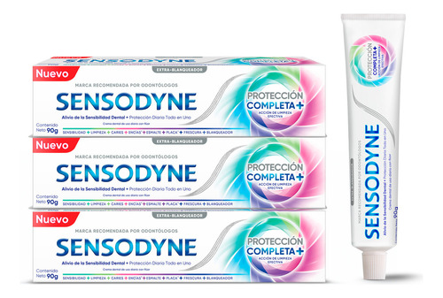 Sensodyne Protección Completa+, 8 Beneficios En 1, Pack X3 U