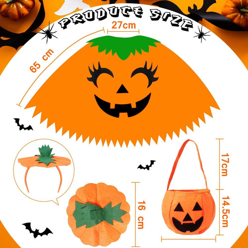 3 Pcs Juego Disfraz Calabaza De Halloween For Mujer