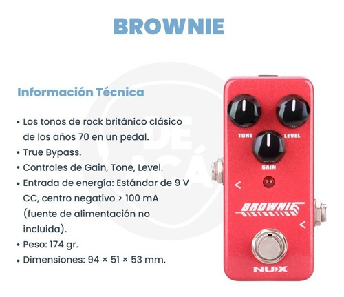 Imagen 2 de 6 de Pedal Distorsion Nux Nds2 Mini Core Brownie Guitarra Elect
