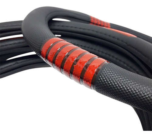 Cubre Volante Desing Reflex Rojo 36cm -estilo Y Diseño- Negro