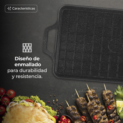 Comal Rectangular De Mármol Con Agarradera De Metal