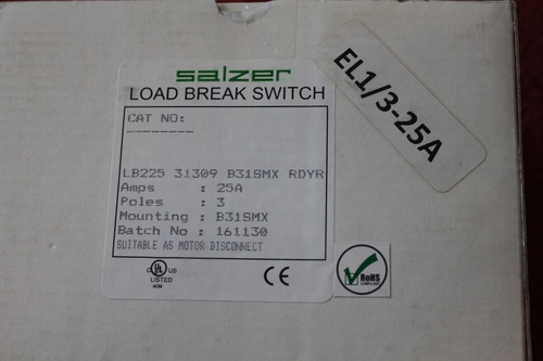 Salzer Load Break Switch Lb225 31309 B31smx Rdyr 25a Cct
