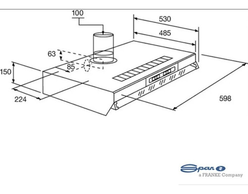Extractor purificador de cocina Spar Turbotronic 2 Motores enlozado blanco de pared 60cm x 15cm x 53cm blanco 220V