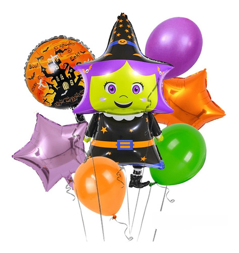 Globos Halloween Kit  De 7 Globos (brujita)